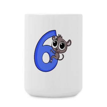 6 ans - 6ème anniversaire - motif lémuriens gobelins - Grande tasse 440 ml - blanc - Devant