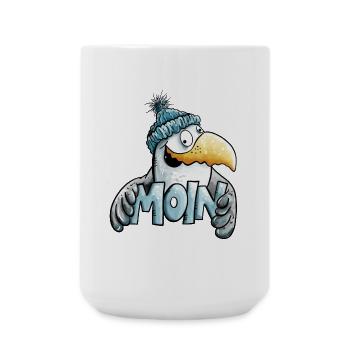 Moin Möwe I Nordsee I Norddeutsch - Große Tasse 440 ml - Weiß - Vorne