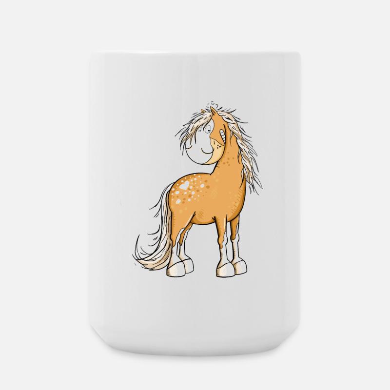 Happy Pferd I Pferdemotiv Fun - Große Tasse 440 ml - Weiß