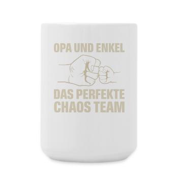Opa Enkel Chaos Team - Große Tasse 440 ml - Weiß - Vorne