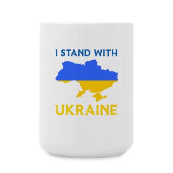 I Stand With Ukraine Flag - Ukraine Strong - Large Mug 440 ml - white - Front
