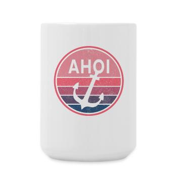 Ahoi Anker Plattdeutsch Ostfriesland Küste Nordsee - Große Tasse 440 ml - Weiß - Vorne
