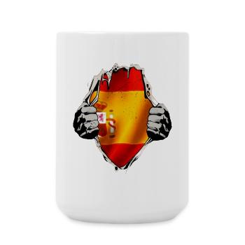 Spanien - Spanische Flagge unterm Shirt - Große Tasse 440 ml - Weiß - Vorne