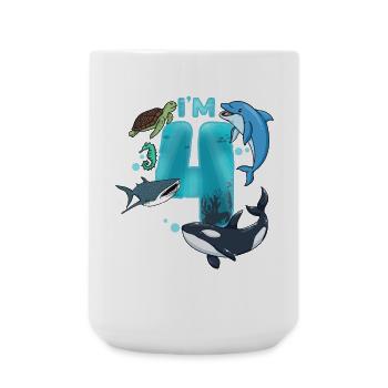 4. Geburtstag Meerestiere - Große Tasse 440 ml - Weiß - Vorne