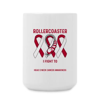 Head and Neck Cancer Burgundy White Rollercoaster - Large Mug 440 ml - white - Front
