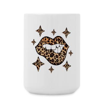 Leopard Lips Sexy Kiss Mouth - Large Mug 440 ml - white - Front