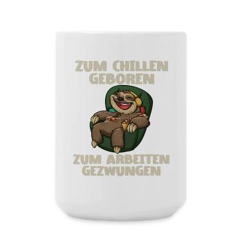 Faultier Chillen Arbeiten - Große Tasse 440 ml - Weiß - Vorne