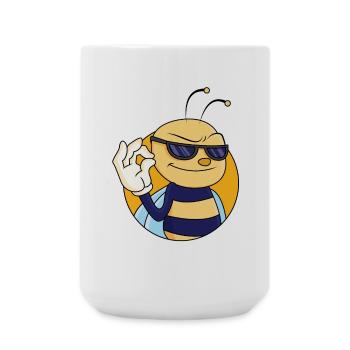 OK Zeichen Biene - Große Tasse 440 ml - Weiß - Vorne