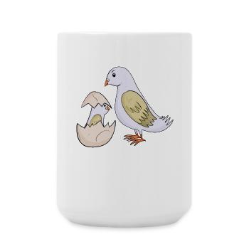 Pigeon avec bébé pigeon - Grande tasse 440 ml - blanc - Devant