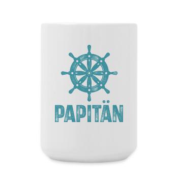Papitän Vater Kapitän Motorboot Segeln Boot Schiff - Große Tasse 440 ml - Weiß - Vorne