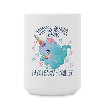 Dieses Maedchen Liebt Narwale - Große Tasse 440 ml - Weiß - Vorne