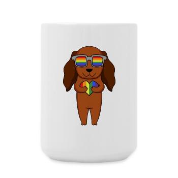 LGBT Dog Dachshund Rainbow - Large Mug 440 ml - white - Front