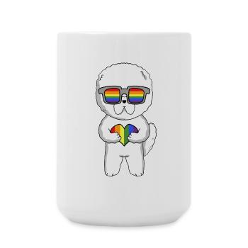 Chien LGBT Bichon Frisé Arc-en-ciel - Grande tasse 440 ml - blanc - Devant