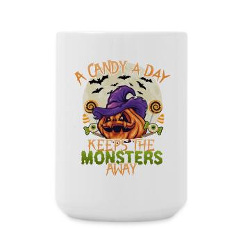 Ein Bonbon Am Tag Hält Die Monster Fern - Große Tasse 440 ml - Weiß - Vorne