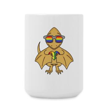 LGBT Tier Dinosaurier Regenbogen Herz - Große Tasse 440 ml - Weiß - Vorne