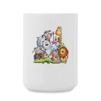 Happy Animal Pile I Animals I Zoo I Wilderness I Fun - Large Mug 440 ml - white - Front