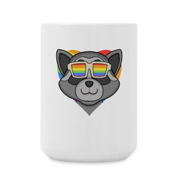LGBT Tier Waschbär Regenbogen Herz - Große Tasse 440 ml - Weiß - Vorne
