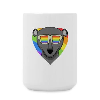 LGBT Tier Schwarzer Panther Regenbogen Herz - Große Tasse 440 ml - Weiß - Vorne