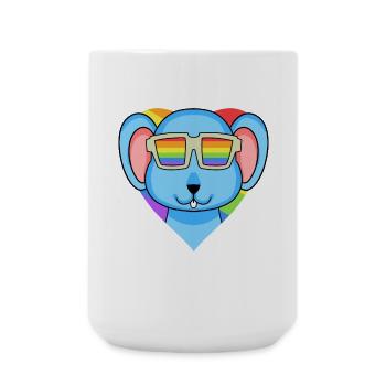 LGBT Tier Maus Regenbogen - Große Tasse 440 ml - Weiß - Vorne