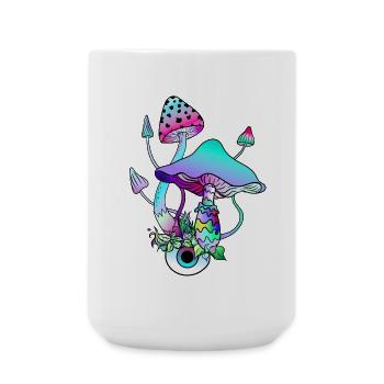 Champignons magiques Goa Psy Trance Champignons Yeux Art - Grande tasse 440 ml - blanc - Devant