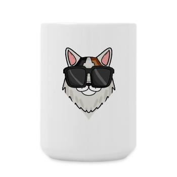 Turkish Van Cat with Sunglasses - Large Mug 440 ml - white - Front