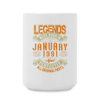 1991 Légende de l’anniversaire de janvier - Grande tasse 440 ml - blanc - Devant