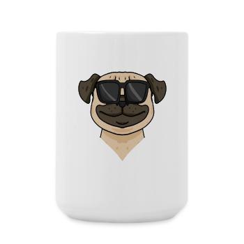 Pug dog with sunglasses - Large Mug 440 ml - white - Front