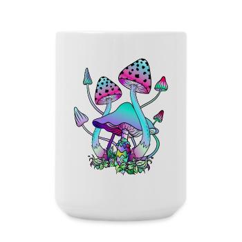 Magic Mushrooms Bunte Pilzkunst - Große Tasse 440 ml - Weiß - Vorne
