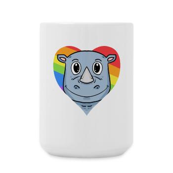 Nashorn Lgbt Regenbogen Farben - Große Tasse 440 ml - Weiß - Vorne