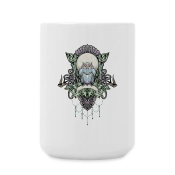 Cute decorative owl - Large Mug 440 ml - white - Front