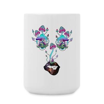 Magic Mushrooms Pilz Gesicht - Große Tasse 440 ml - Weiß - Vorne