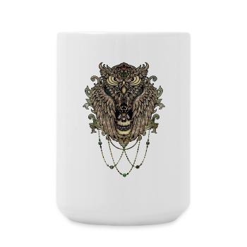 Elegant owl with skull - Large Mug 440 ml - white - Front