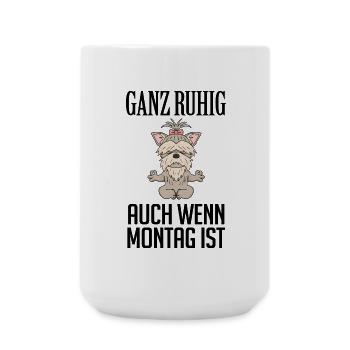 Montag Spruch Yoga - Yorkshire Terrier - Große Tasse 440 ml - Weiß - Vorne