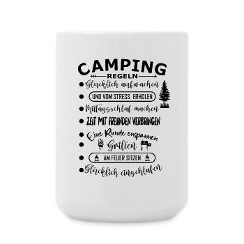 Camping Regeln Lustige Aktivitäten liste - Große Tasse 440 ml - Weiß - Vorne