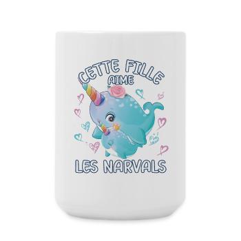 Dieses Mädchen Liebt Narwale - Große Tasse 440 ml - Weiß - Vorne