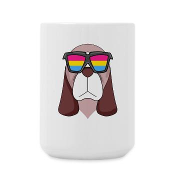 Pansexuell Basset Hound Hund - Hund mit Brille - Große Tasse 440 ml - Weiß - Vorne