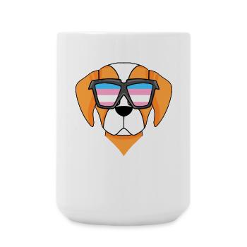 Transgender Epagneul Breton Dog - Dog with Glasses - Large Mug 440 ml - white - Front