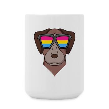 Pansexuell Pointer Hund - Hund mit Brille - Große Tasse 440 ml - Weiß - Vorne