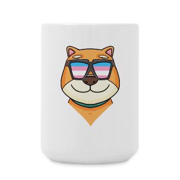 Transgender Shiba Inu Dog - Dog with Glasses - Large Mug 440 ml - white - Front