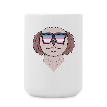 Transgender Shih Tzu Dog - Dog with Glasses - Large Mug 440 ml - white - Front