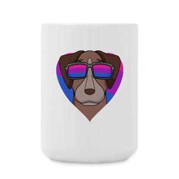 Bisexual Pointer Dog - Dog with Glasses - Large Mug 440 ml - white - Front