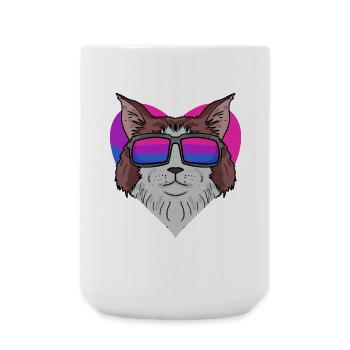 Bisexuell Maine coon Katze - Katze mit Brille - Große Tasse 440 ml - Weiß - Vorne