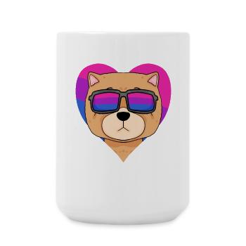 Bisexuell Chow Chow Hund - Hund mit Brille - Große Tasse 440 ml - Weiß - Vorne