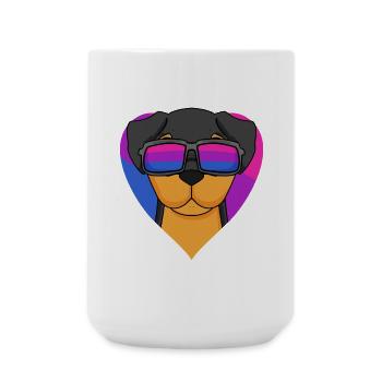 Bisexuell Rottweiler Hund - Hund mit Brille - Große Tasse 440 ml - Weiß - Vorne
