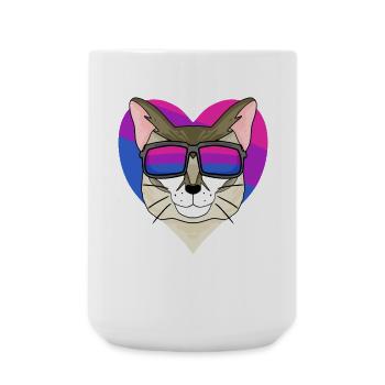 Bisexuell Singapura Katze - Katze mit Brille - Große Tasse 440 ml - Weiß - Vorne