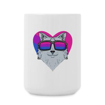 Bisexuell Sibirische Katze - Katze mit Brille - Große Tasse 440 ml - Weiß - Vorne