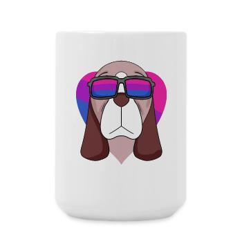 Bisexuell Basset Hound Hund - Hund mit Brille - Große Tasse 440 ml - Weiß - Vorne