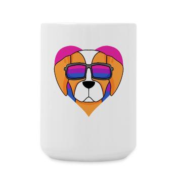 Chien Bisexuel Epagneul Breton - Chien avec Lunettes - Grande tasse 440 ml - blanc - Devant