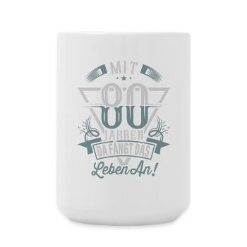 80. Geburtstag Da Fängt Das Leben An - Große Tasse 440 ml - Weiß - Vorne