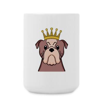 Dog with crown - Bulldog with crown - Large Mug 440 ml - white - Front